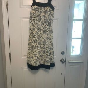 Madison Leigh Women's Cotton/Spandex Cream & Black Print Sundress Size 12